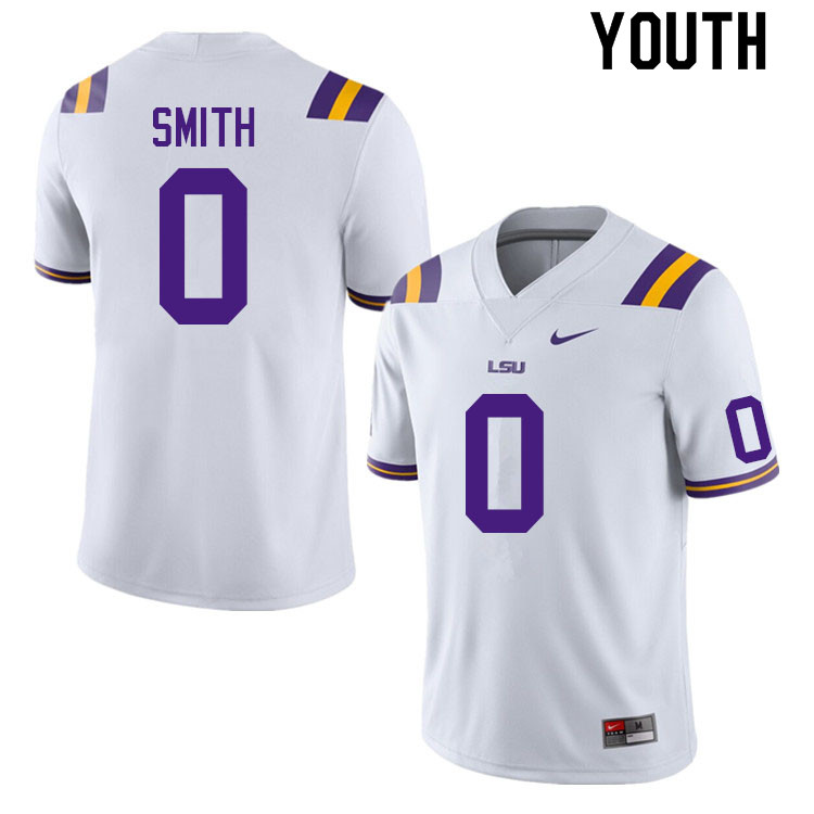 LSU Tigers Maason Smith #0 White Youth Stitched Authentic NCAA 2021 College Nike Football Jersey CTB3375DK